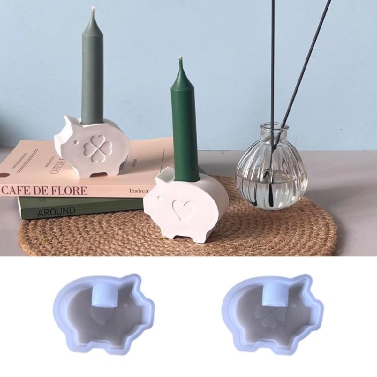 Animal Silicone Candle Holder Mold Pig Shape Silicone Candle Mold For Epoxy Resin Making Candle Soap and Cement Craft