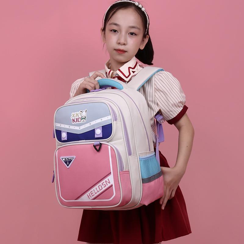 New primary school schoolbag multi-layer large capacity 1-3 children's backpack girls color matching boys burden reduction shoulders