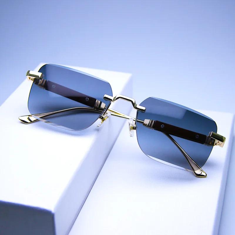Women Men Shades Rectangle Sun Glasses For Female Male Summer Traveling Uv400 Rimless Sunglasses Metal Fashion