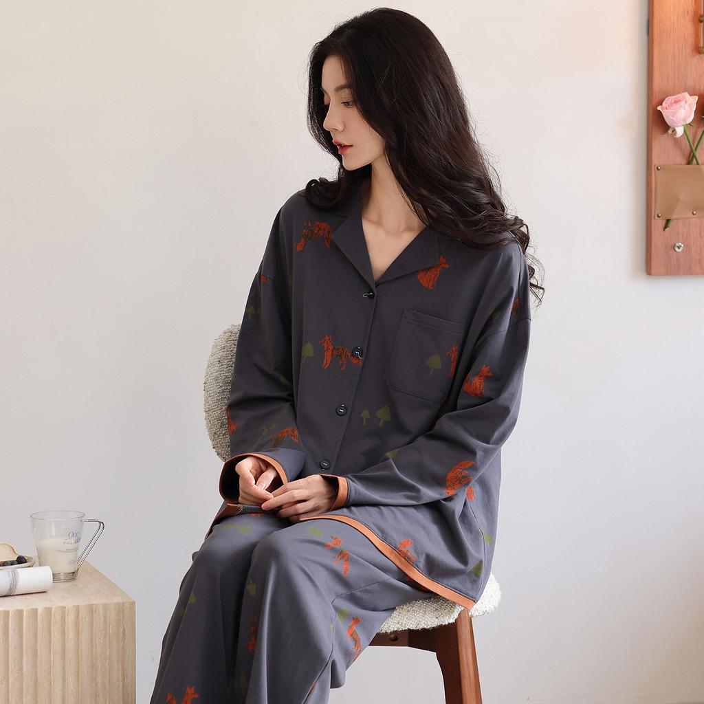 Pajamas Women's Spring and Autumn Pure Cotton Long-sleeved Autumn New Large Size Casual High-end Autumn and Winter Cotton Loungewear