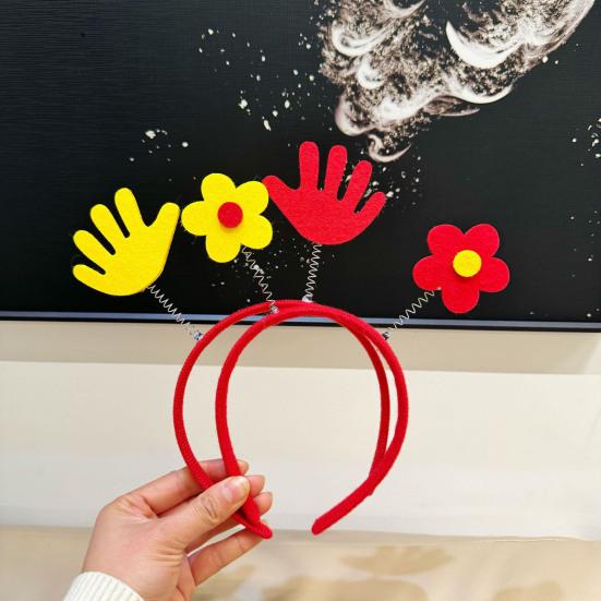 Kids Headband Non-Slip Base Stable Fit Spring Design Mark Flower Hand Decor Hair Hoop