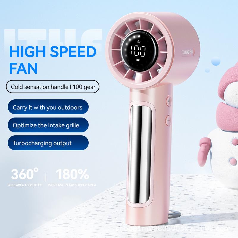 2025 New Mini Handheld Ice Pack Fan with Digital Display - Silent High-Speed Portable Outdoor Electric Fan