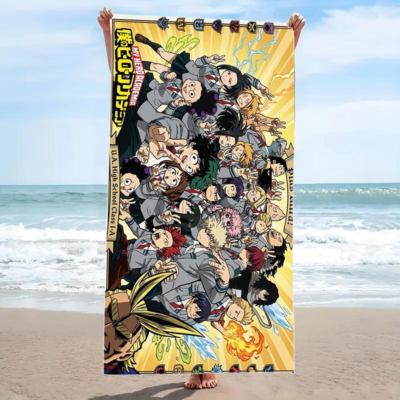 Anime Hero Academia Print Beach Towel, Large Soft Quick Dry Towel for Beach Camping Swimming