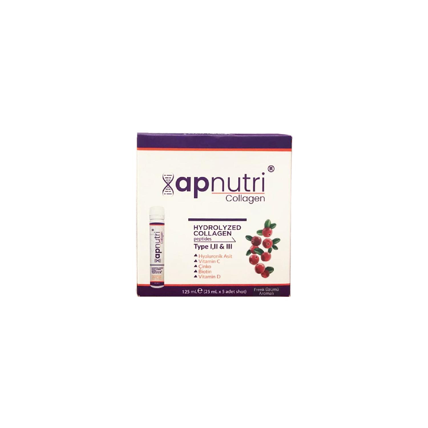 

Apnutri Hydrolyized Type I-ii-iii Collagen 5 Shot (125 ml) Frankish Grape Flavored