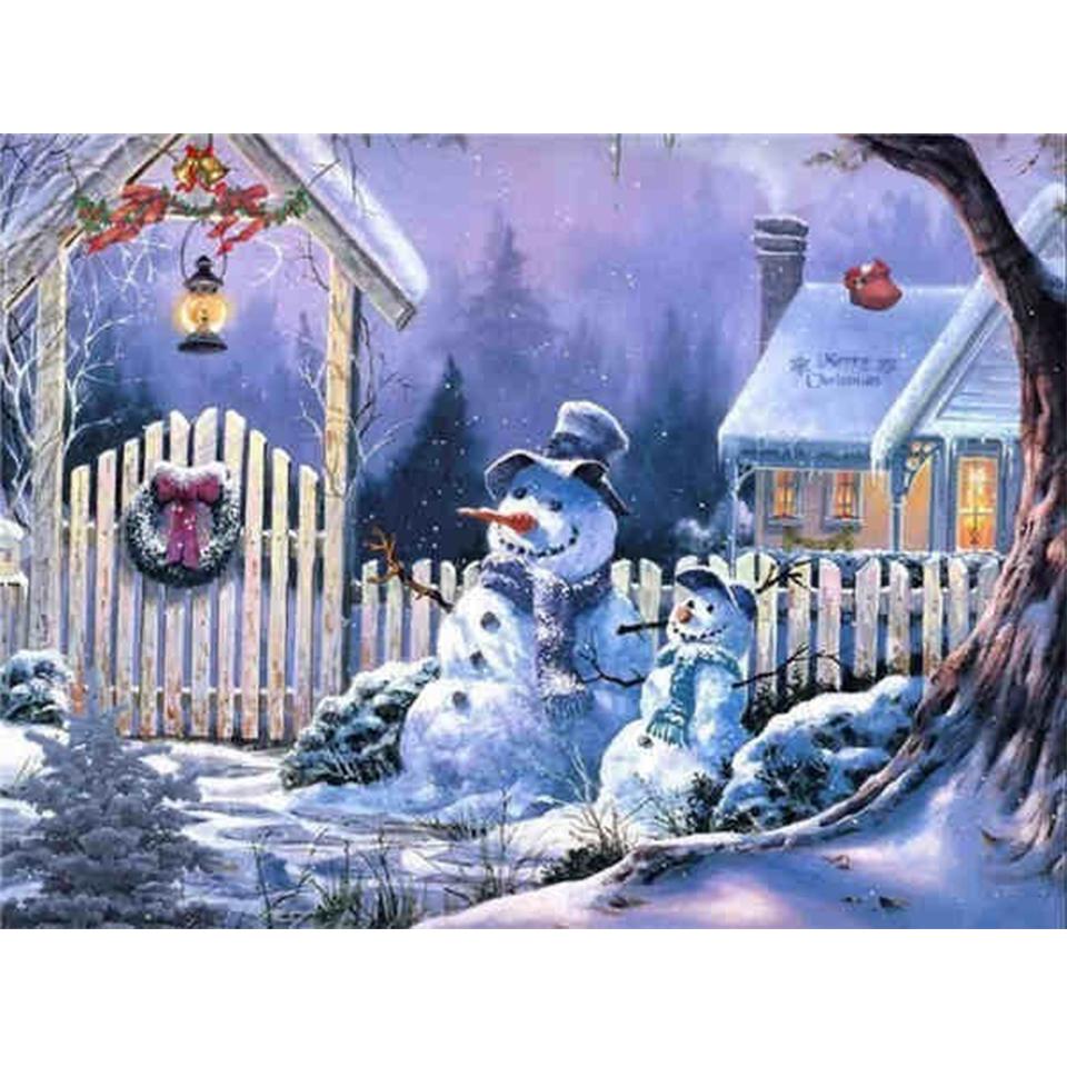 5D DIY Diamond Painting Landscape Winter House Full Round Rhinestone Embroidery Cross Stitch Kit Mosaic Picture Decoration Gift