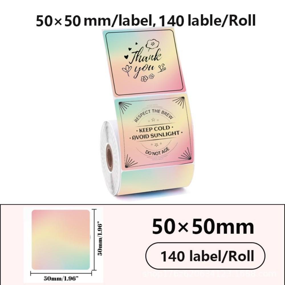 

140pcs Tear-resistant Square Label Sticker Waterproof Printer Paper Portable Thermal Label Roll Square-B