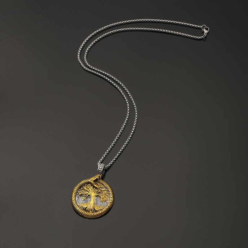 Popular Vintage Viking Snake & Tree of Life Necklace - Norwegian Style Party Accessory