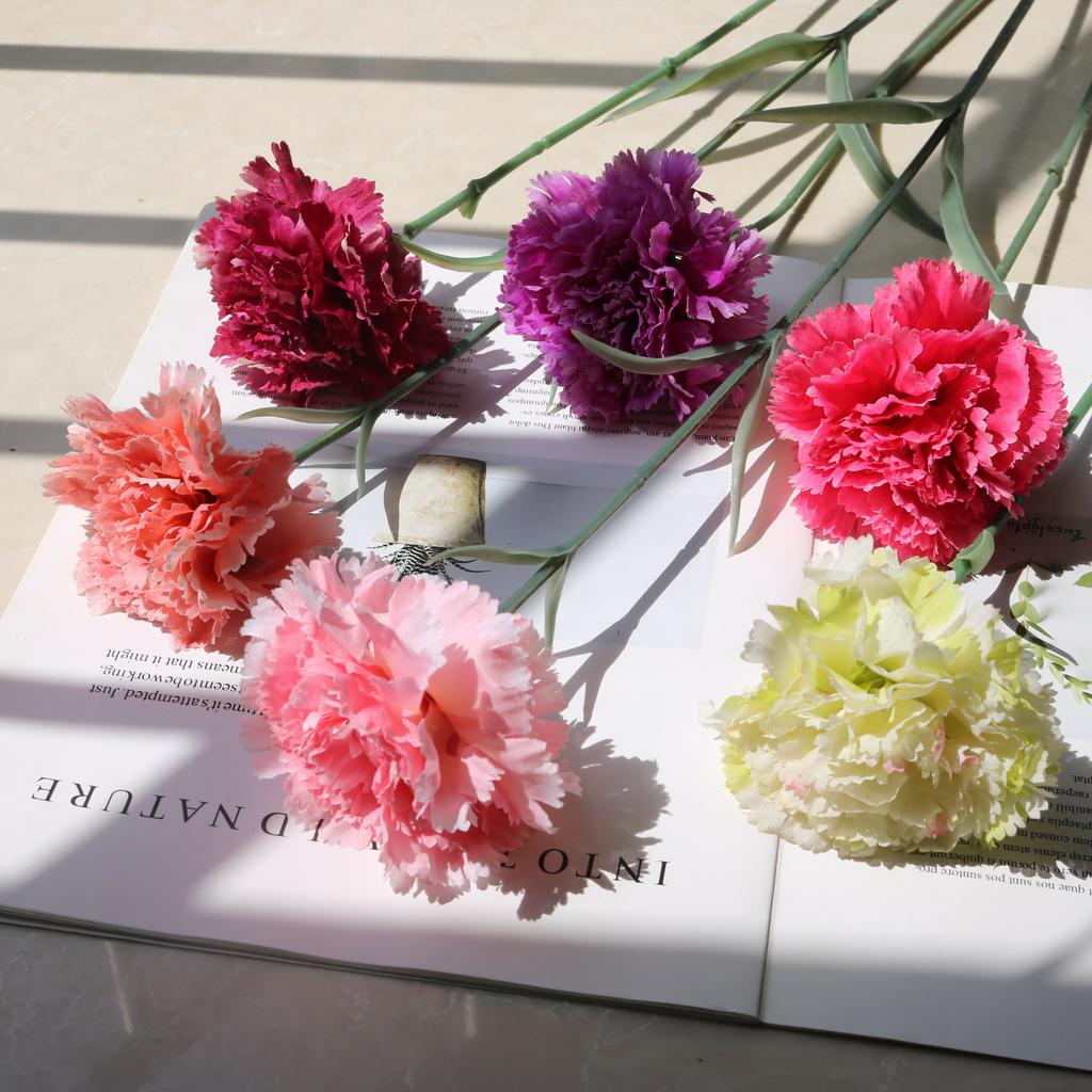 Simulated Long Stem Silk Fabric Carnation Fabric Flower Bouquet Artificial Flower Arrangement Mother's Day Flower Bouquet Gift