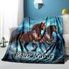 1PC Custom Name Horses Stormy Night Blanket Versatile,all-season Throw Suitable for the Living Room,bedroom,camping,travel,and Gift