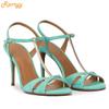 2025 Summer New Women Sandals T Tied Slingback Open Toe High Heels Front Rear Strap Casual Sandals Solid Color Plus Size
