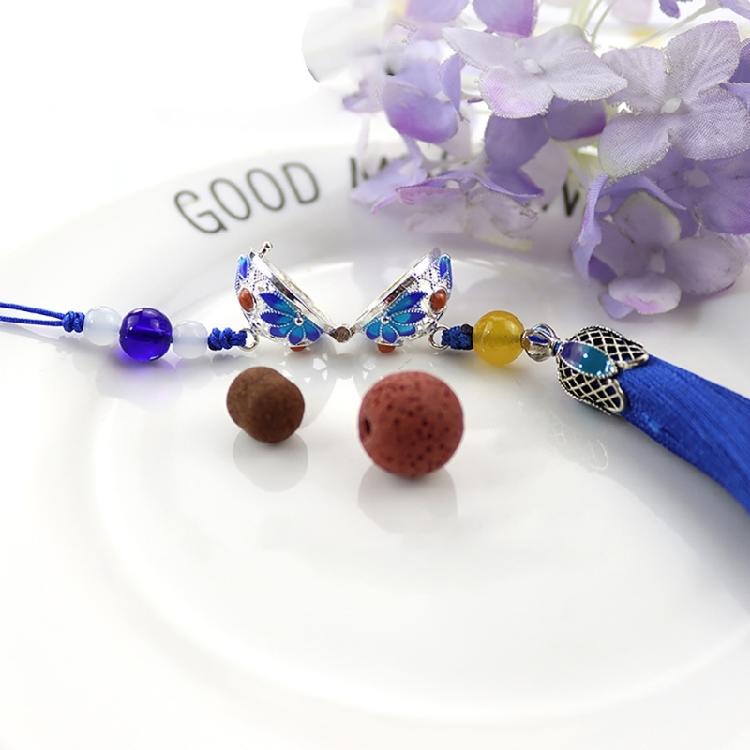 Flower Pendant Rope Keychain Light Blue Keyring Women's Fashion Keyring Jewelry