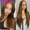 Long Straight Brown Wig 13x4 Lace Front Wig Silky Straight Synthetic Hair Glueless Daily Use Cosplay Women's Wig Natural Looking