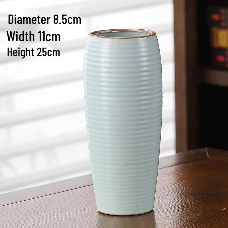 Elegant Celadon Vase: Classical Ru Kiln Ceramic for Hydroponic Flower Arrangements and Living Room Decor