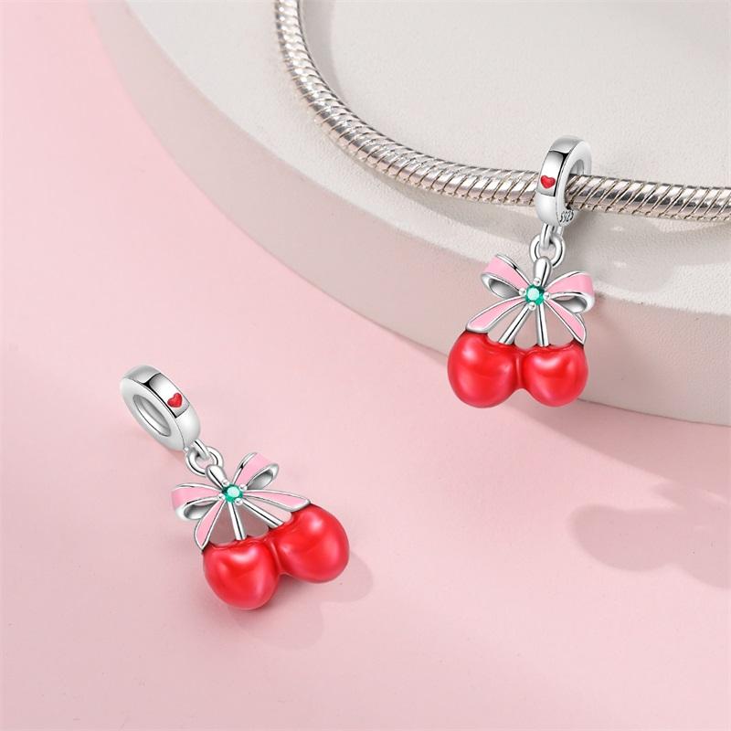 Fit Qikaola Original Bracelets Fashion Durian Cherry Watermelon Banana Fruit Copper Charms Beads Diy Birthday Jewelry Gifts