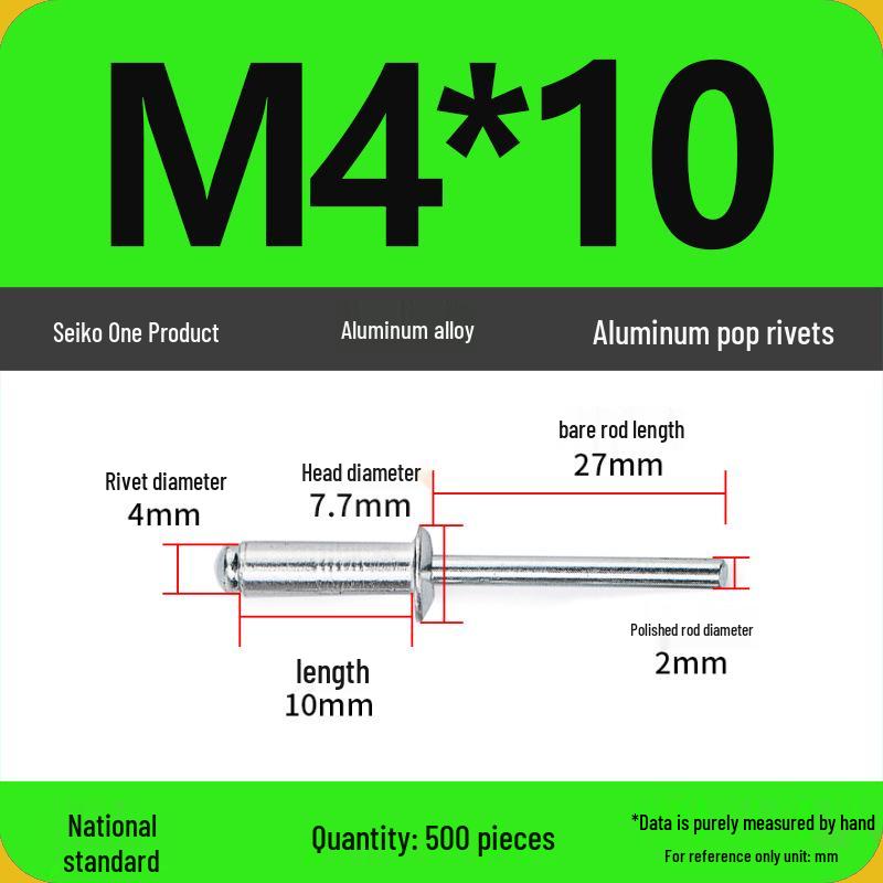 Aluminum Blind Rivets & Nuts - Black Round Head, Extended Shank, M4/M5/M6