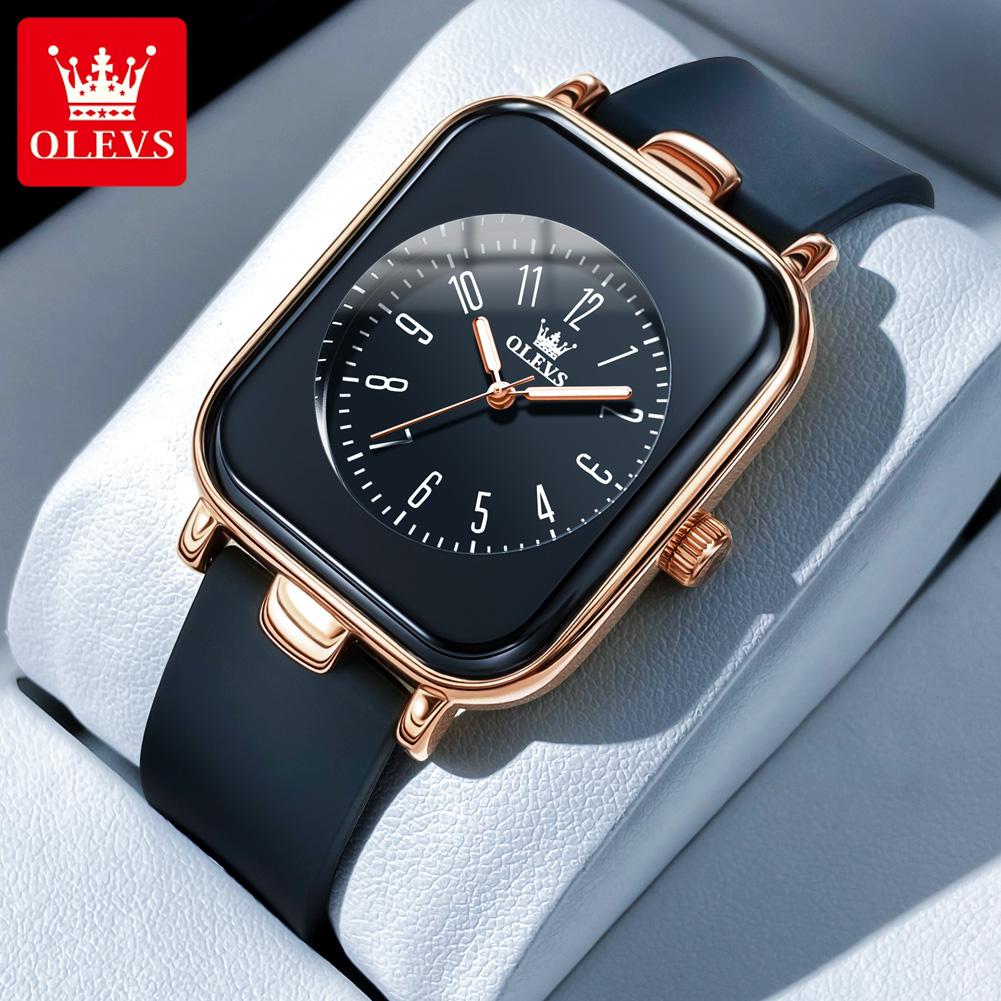 OLEVS Women's Watches Simple Elegant Quartz Wristwatch Original Waterproof Silicone Strap Luminous Hands Trend Fashion Style
