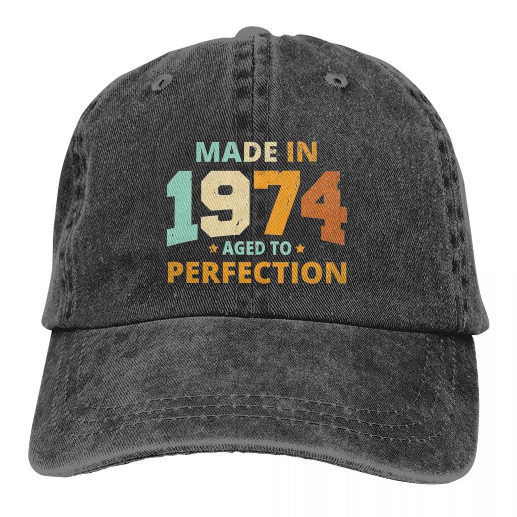 Made In 1974 Aged To Perfection Baseball Cap Merch Classic Distressed Cotton Vintage 50th Birthday Dad Hat Workouts Caps Hat