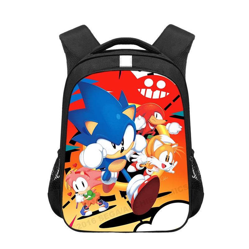 Sonic Cartoon Kids Backpack Durable Polyester Material 20-35l Capacity Zipper Closure Cushioned Shoulder Straps 44*30.5*16cm