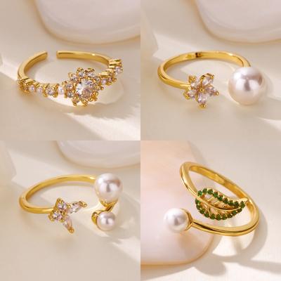 Tiny Butterfly Flower Stainless Steel Rings for Women Zircon Golden Anti Fading Ring Wedding Jewelry Vacation Accessories Gifts