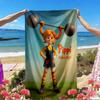 Pippi Longstocking Print Beach Towel, Versatile Lightweight Absorbent Beach Towel for Pool Surf Yoga Bathroom, Perfect Birthday Holiday Gift