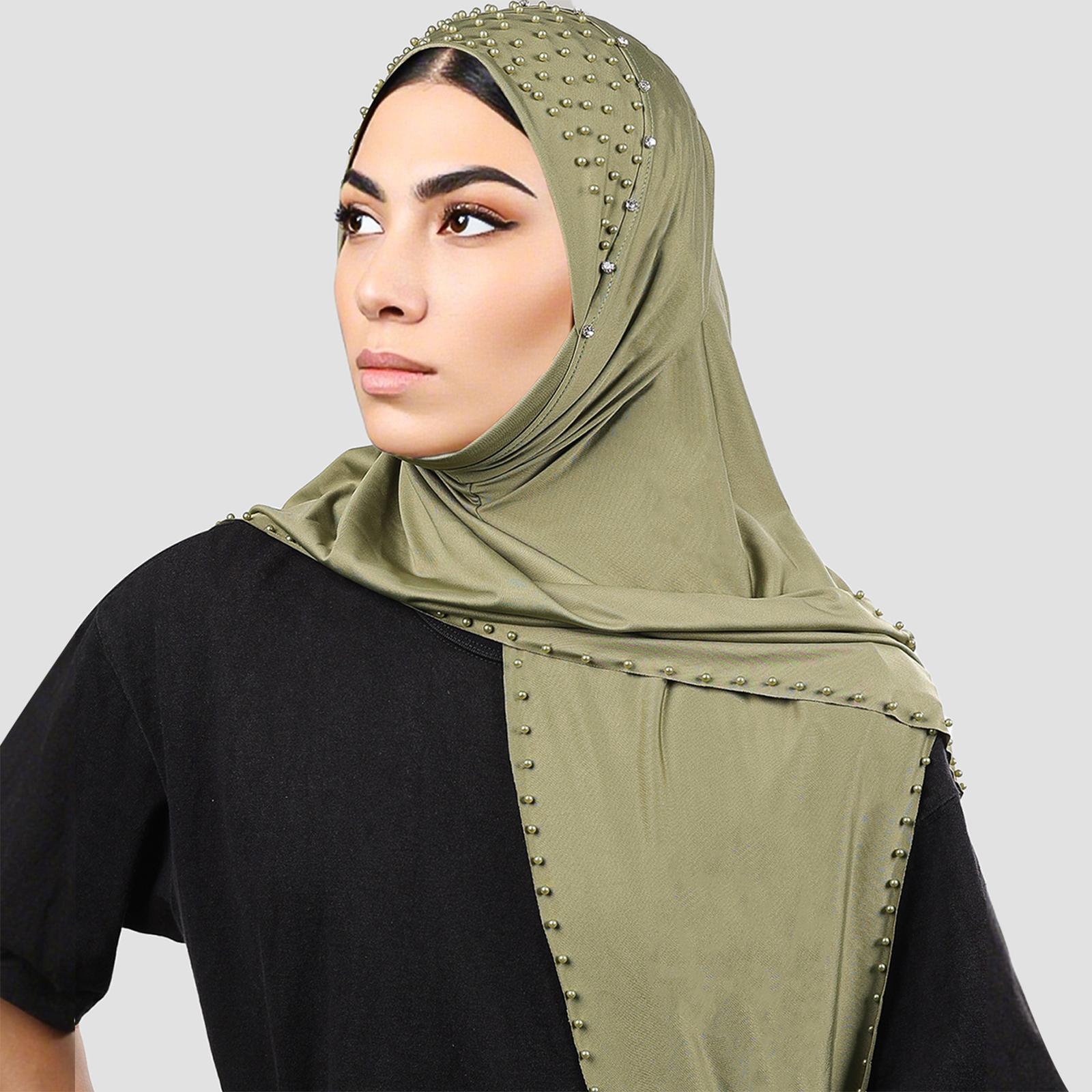 

Женский платок на голову, шляпа, платок с бусинами, повязка на голову, платок из молочного шелка высокой эластичности One Size