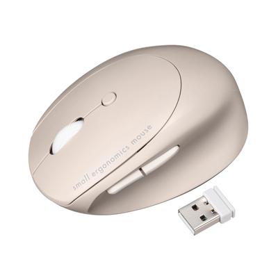 Sanwa Supply Silent Wireless Kleine ergonomische Maus 5 (Wiederaufladbar, Knöpfe, Beige) MA-EWBS522BG