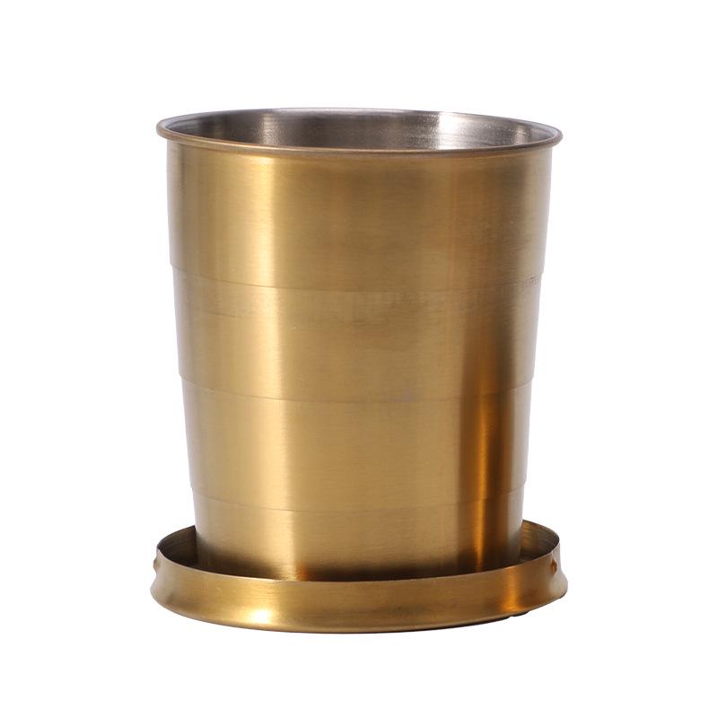Custom Logo Stainless Steel Retractable Travel Wine Glass and Water Cup Keychain - Outdoor Folding Personal Cup.