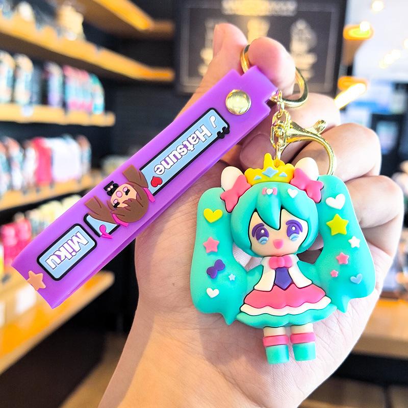 Hatsune Miku Keychain Anime Doll Bag Cartoon Small Decoration Accessories Car Key Chain Backpack Charm Christmas Gift