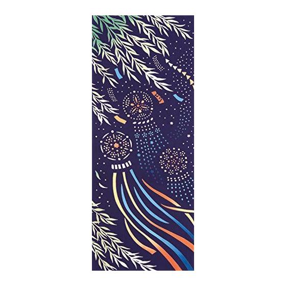 Kenema Tenugui Hand Towel Tanabata Star Festival - Dyed with Chusen Technique, 36x90cm
