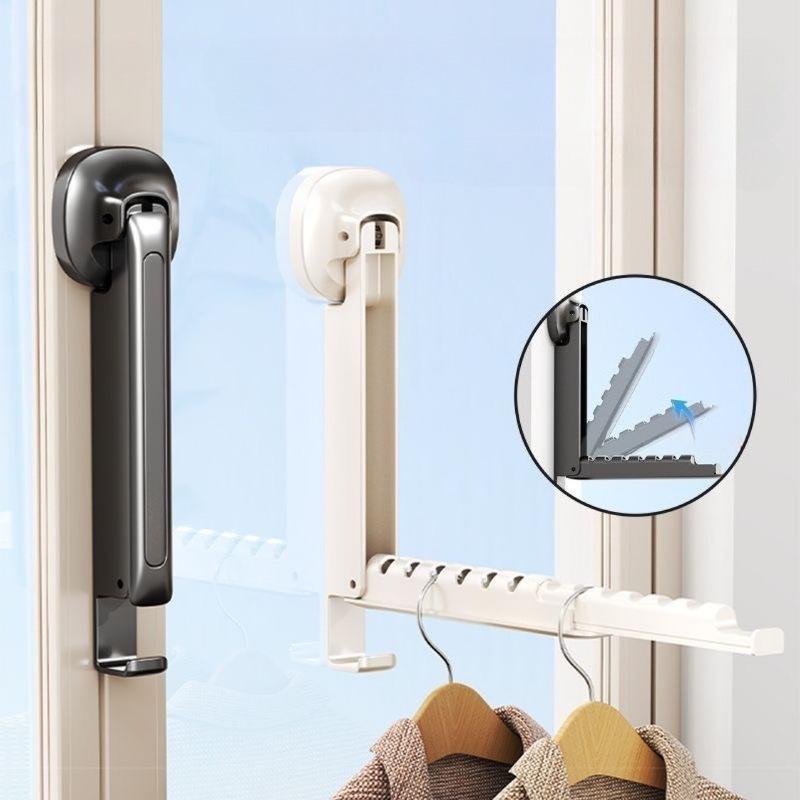 Retractable Wall Mounted Clothes Drying Rack – Foldable Design with No-Drill Suction Cup Base, Ideal for Indoor & Outdoor Use