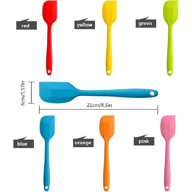 8 Pieces Silicone Spatulas,8.5 inch Non-stick Spatulas with Stainless Steel Core,Heat Resistant-500℉, One Piece Design,Food Grade Silicone,