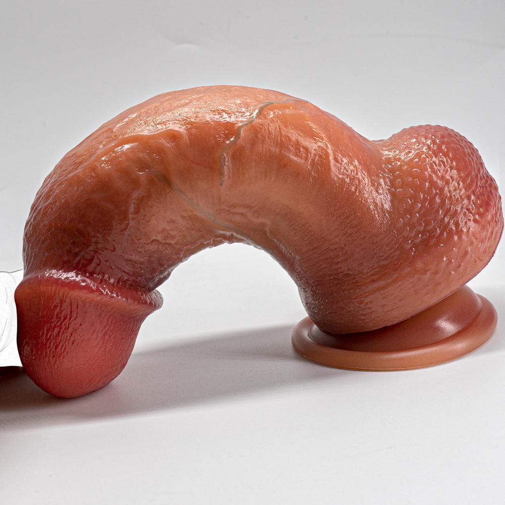 Big Old Man Super Thick Long Double Layer Liquid Silicone Dildo Fake Cock Penis Big Penis for Men and Women Masturbation Sex Toys