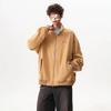 Unisex Vintage Plaid Suede Fleece Jacket With Collar Loose Fit Baseball Style Outerwear Fall Winter