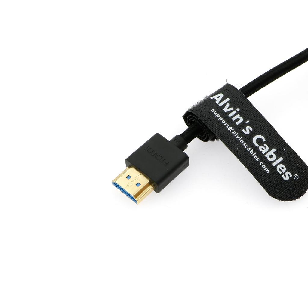 Kabel Ultra HD 8K HDMI Geflochtenes und gewickeltes Kabel für HDMI Atomos Ninja Portkeys Feelworld Canon Z CAM Sony und A7S3 Gerade zu Links abgewinkelt Alvin's 2.1