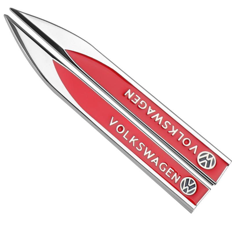 Valve Stems Caps 2PCS Car Body Side Wing Fender Badge Emblem Decoration Stickers For VW Volkswagen R Line Jetta Passat Touareg P