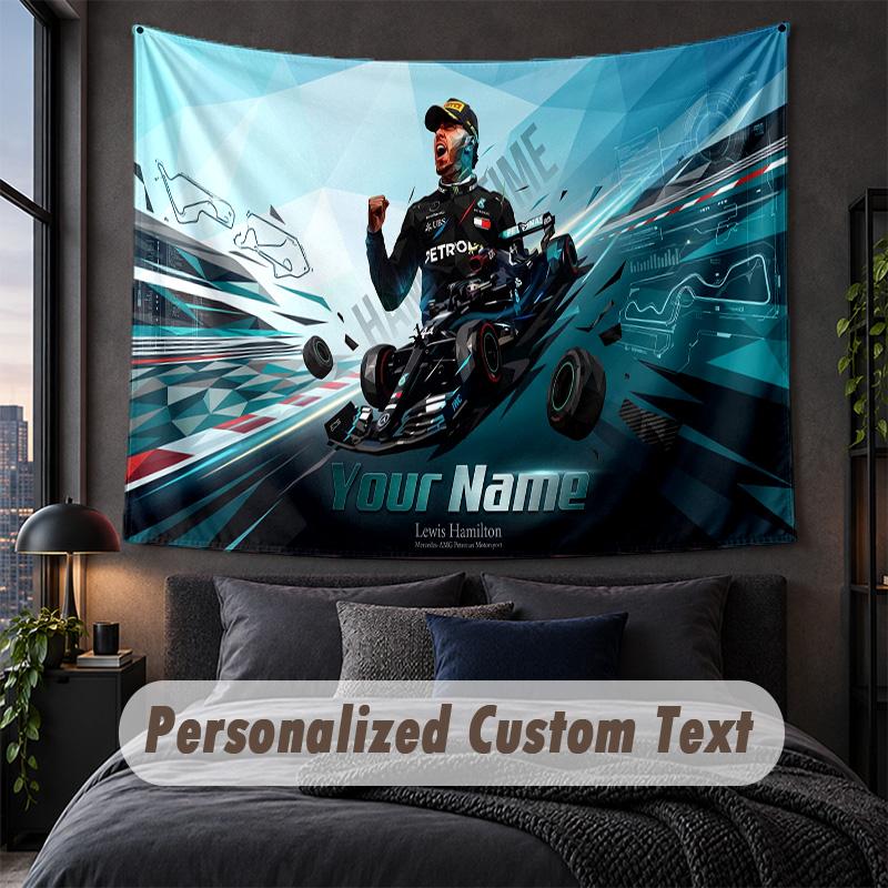 Custom Name Text Tapestry,Lewis Hamilton Decorative Wall Hanging, Background Tapestry For Home Bedroom