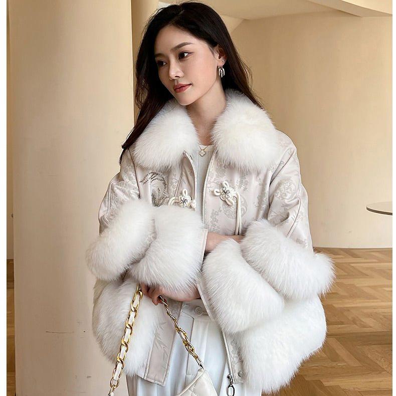 Winter Fashion Thickened Faux Fur Coat Women with Fur Collar Sheepskin Leather Jacket