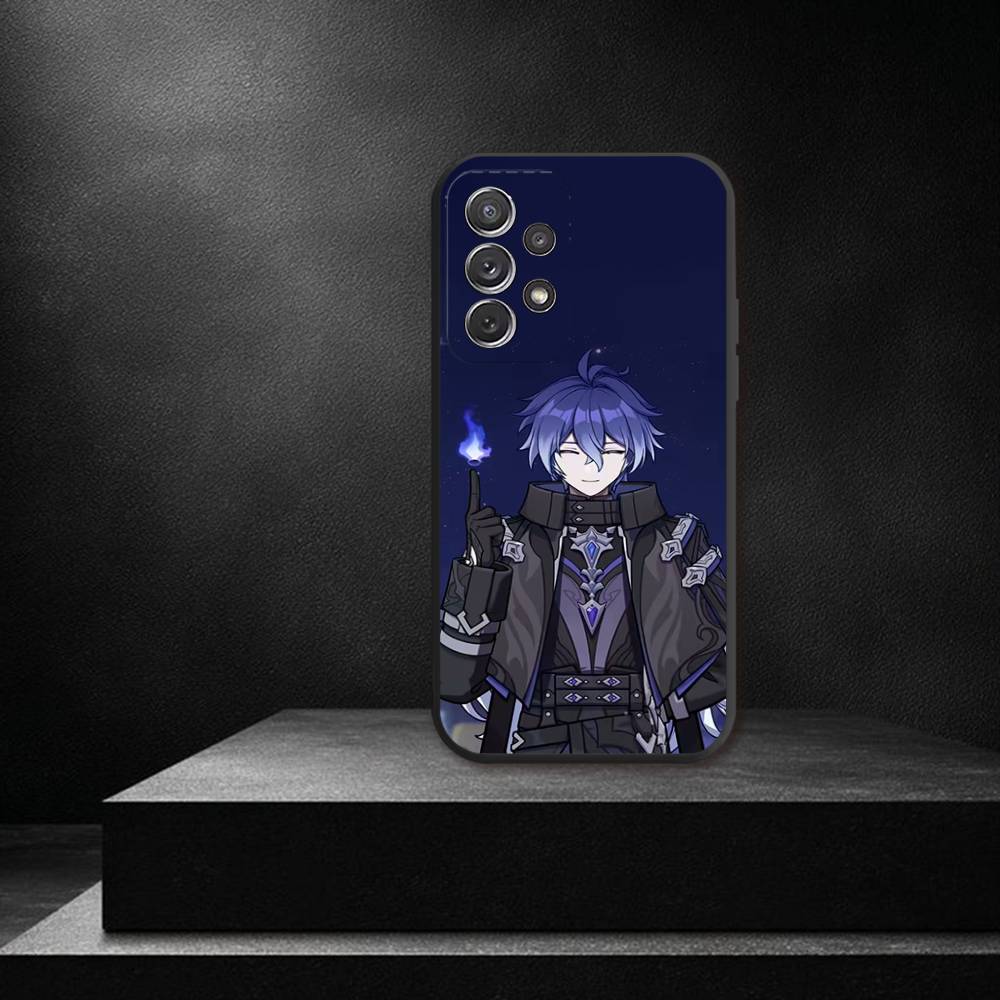 Genshin Impact F-Flins Phone Case For Samsung S 25,24,23,22,30,21,10,9,Ultra,Plus,Lite,FE,4,5G Black Soft Case