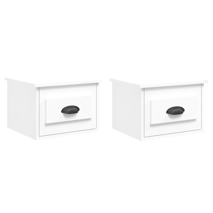 VidaXL Tables de chevet murales 2 pcs blanc 41,5x36x28 cm 816377