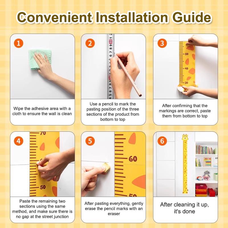 Cute Cartoon Height Sticker Unicorn Dinosaur Giraffe Wall Height Measuring Ruler Stickers For Kids Room Kindergarten Decor