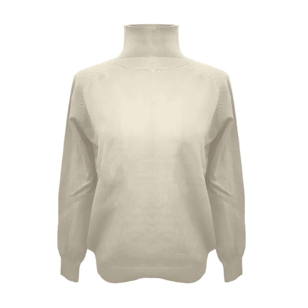 Dámská móda Zahuštěný vysoko stojící výstřih Volný svetr Zapuštěný rukáv Spodní košile Top