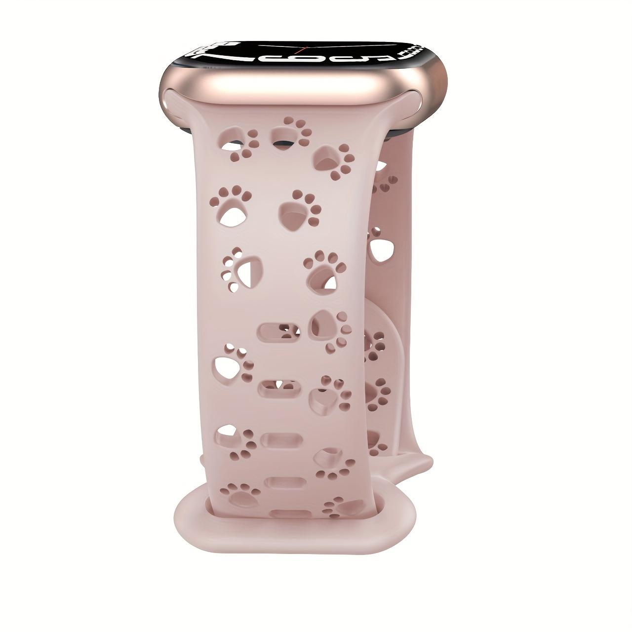 

Силиконовый ремешок для часов с принтом лап животных, водостойкий, мягкий и дышащий, повседневный стиль, совместим с Apple Watch Series 1-9, SE, Ultra, Ultra 2 S10 38/40/41mm розовый