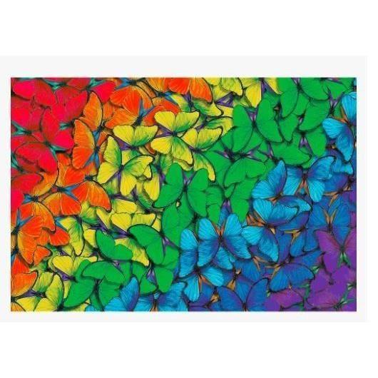 Trefl - Puzzle en Bois, Papillons Arc-en-Ciel - 500+1 Pièces, Artisanat en Bois, Formes Irrégulières, 50 Figures