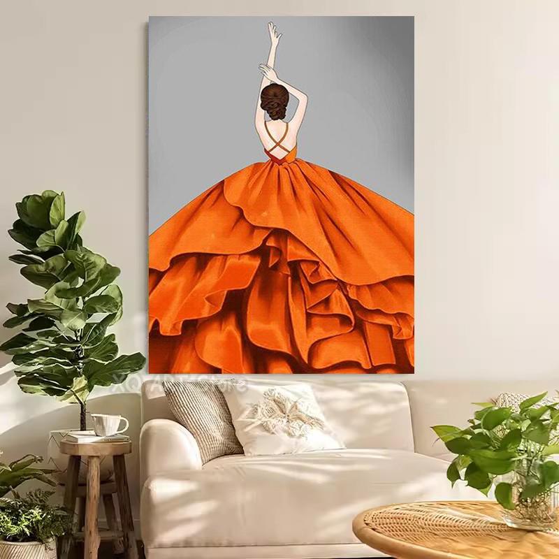 Elegant Damehatt Lerret Maleri Abstrakt Figur Plakater HD Trykk Vegg HD Bilder Stue Hjem Dekorativ Uten Ramme Gaver