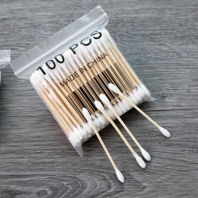 Hochwertige 100 Soft-bag HolzstäbchenDoppelköpfige Wattestäbchen Beauty-Stäbchen und Make-up-Wattestäbchen