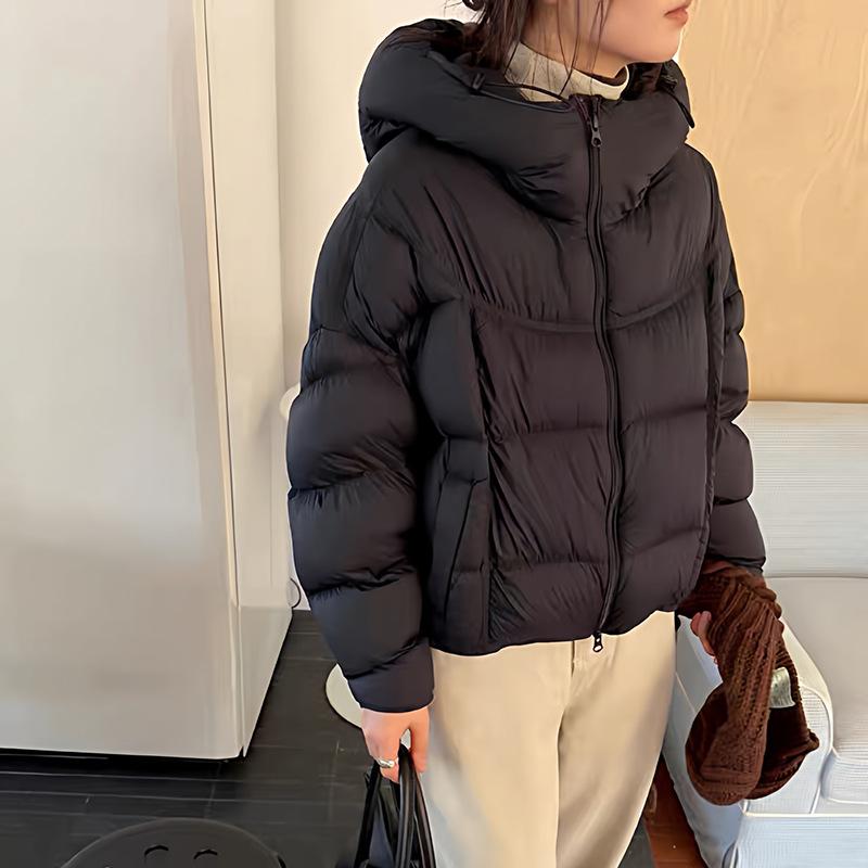 High Fluffy White Duck Down Puff Feeling Hooded Down Jacket Women's Winter Fashion Small Thickened Bread Jacket Tide