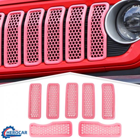 

Car Front Grille Guard Mesh Cover Trim Ring Frame Bezel For 24+ Jeep Wrangler JL