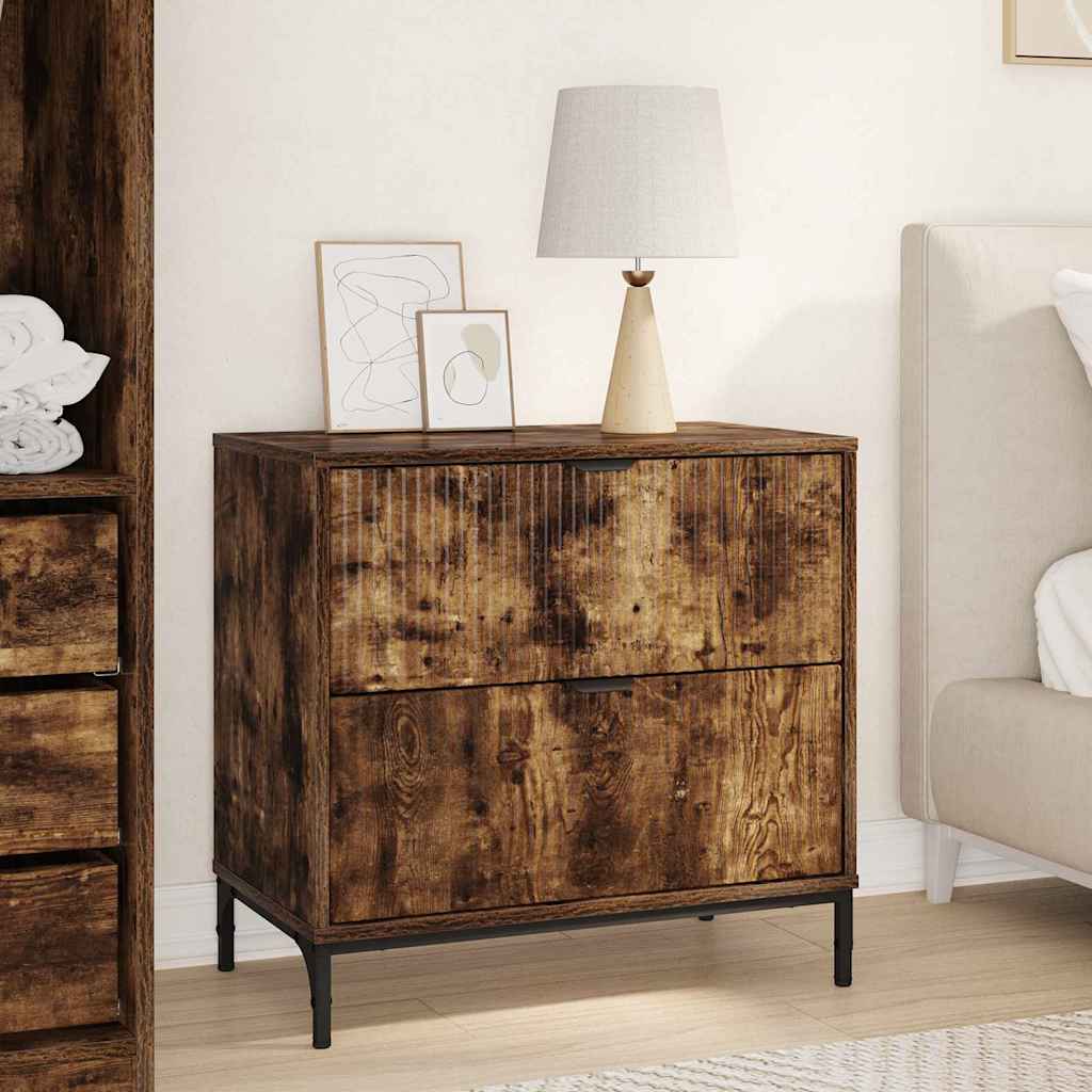 Nightstand Smoked Oak 63.5 x 36 x 61 cm Particleboard