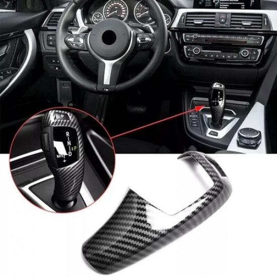For BMW F30 F20 F10 F15 F25 X5 X3 Gear Shift Knob Cover Trim Carbon Fiber Style