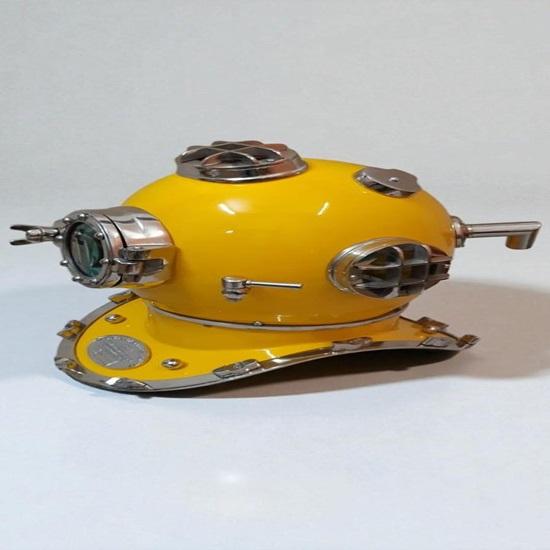 45.72 cm Yellow Scuba Diving Helmet  Nautical Maritime Decor Divers Helmet